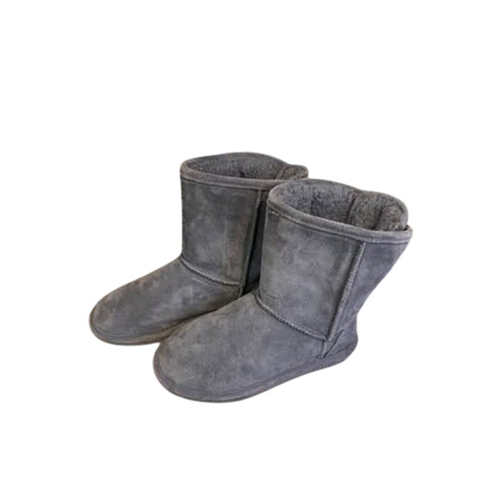 Bearpaw Gray Suede Boots Faux Fur Lined Winter Warm Comfortable EUC